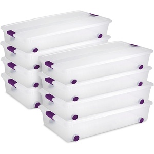 Sterilite 12-Pack ClearView Latch Box, Stackable Organizer Bins with Lids, 15 Quart – Clear Plastic Organization Containers for Closet, Bedroom, Shelving Units and Home or Office Storage(8 Pack)