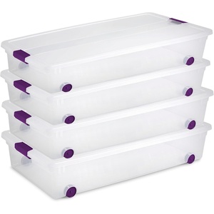 Sterilite 12-Pack ClearView Latch Box, Stackable Organizer Bins with Lids, 15 Quart – Clear Plastic Organization Containers for Closet, Bedroom, Shelving Units and Home or Office Storage(4 Pack)