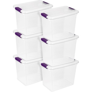 Sterilite 12-Pack ClearView Latch Box, Stackable Organizer Bins with Lids, 15 Quart – Clear Plastic Organization Containers for Closet, Bedroom, Shelving Units and Home or Office Storage(6 Pack)