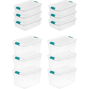 Sterilite 12-Pack Latching Box, Clear Plastic Storage Bins with Lids, 64 & 32 Quart – Heavy-Duty Organizing Containers for Closet and Office