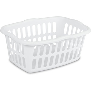 Sterilite 12-Pack Rectangular Laundry Basket, Plastic Clothes Hamper, 1.5 Bushel, White – Dirty Clothing Storage Organizer with Handles for Bedroom, Bathroom, and Closet(White)