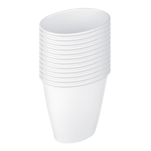 Sterilite 1.5 Gallon Oval Vanity Wastebasket, Small, Open Top Trash Can for the Bathroom, Bedroom, Dorm Room or Office, Plastic, White, 12-Pack(12)