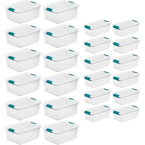 Sterilite 15 Qt Stackable Storage Box with Latching Lid, 12 Pack Bundled with 6 Qt Plastic Organizing Bin with Latch Lid, 12 Pack