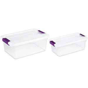 Sterilite 15 Quart Clear Plastic Storage Container Tote, 12 Pack, and 6 Quart Clear Plastic Storage Container Bins, 12 Pack with Lids for Organization