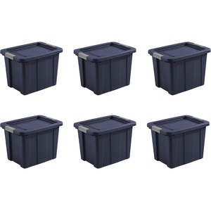 Sterilite 18 Gal Latching Tuff1 Storage Tote, Stackable Bin with Latch Lid, Plastic Container to Organize Garage, Basement, Blue Base and Lid, 6-Pack, Dark Indigo