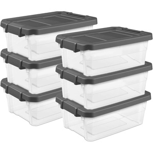 Sterilite 18-Pack Modular Stacker Box, Durable Clear Plastic Storage Bins with Latching Lids, 30 Quart – Stackable Organizing Container Boxes for Closet, Bathroom, and Office(16 Quart)