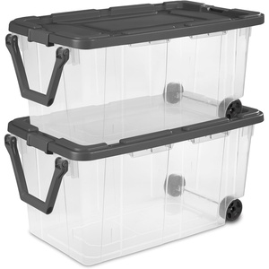 Sterilite 18-Pack Modular Stacker Box, Durable Clear Plastic Storage Bins with Latching Lids, 30 Quart – Stackable Organizing Container Boxes for Closet, Bathroom, and Office(160 Quart)