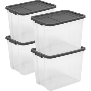 Sterilite 18-Pack Modular Stacker Box, Durable Clear Plastic Storage Bins with Latching Lids, 30 Quart – Stackable Organizing Container Boxes for Closet, Bathroom, and Office(108 Quart)