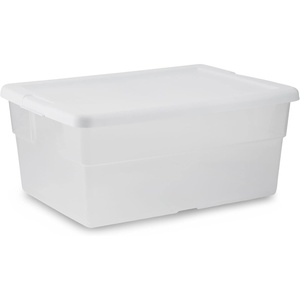 Sterilite 24-Pack 16 Quart Storage Box, Stackable Clear Plastic Bins with Snap-On Lids – Heavy-Duty Organizing Containers for Closet, Bathroom, and Office(1)