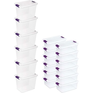 Sterilite 27 Quart Clear Latch Lid Storage Container Tote, 6 Pack, and 15 Quart Clear Latch Lid Storage Container Tote, 12 Pack for Home Organization