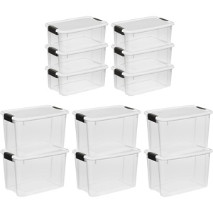 Sterilite 30 Quart (6 Pack) & 18 Quart (6 Pack) Clear Plastic Stackable Storage Container Bin Box Tote with White Latching Lid Organizing Solution