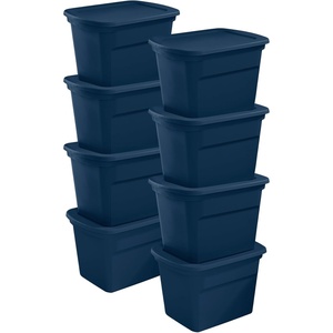 Sterilite 32-Pack Plastic Storage Bins, 18 Gallon Tote Containers with Lids, Marine Blue(Marine Blue)