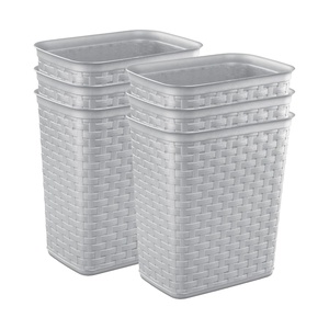 Sterilite 3.4 Gallon Weave Wastebasket, Small, Decorative Trash Can for the Bathroom, Bedroom, Dorm Room, or Office, Gray, 6-Pack(6)