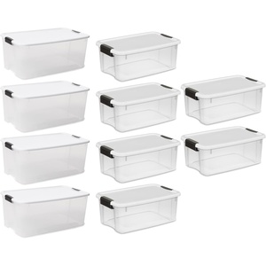 Sterilite 4 Sets of 116 Quart and 6 Sets of 18 Quart Heavy-Duty Stackable Clear Latch Lid Storage Container Tote for Home Organization