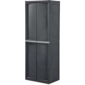 Sterilite 4 Shelf Cabinet, Lockable Utility Storage w/ Adjustable Shelves, Gray – Plastic Shelving Unit for Organizing Garage, Pantry, Basement, Laundry Room or Mudroom(2)