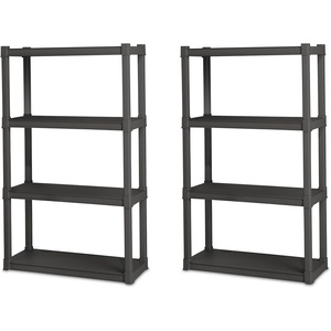 Sterilite 4 Shelf Unit, Heavy-Duty Shelving Storage and Utility Rack – Standing Plastic Organizer Shelves for Kitchen, Bathroom, and Garage | Plastic Shelves for Storage, Plastic Storage Shelf, Garage Shelving(4 Shelf)