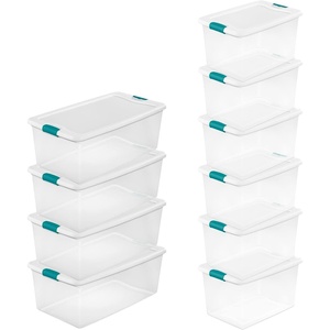 Sterilite 4 and 6 Pack Latching Storage Bins, Plastic Organizing Lidded Totes, 106 Qt and 64 Qt