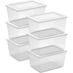 Sterilite 4-Pack 90 Quart Storage Box, Stackable Clear Plastic Bins with Snap-On Lids – Heavy-Duty Organizing Containers for Closet, Bathroom, and Office(58 Quart)
