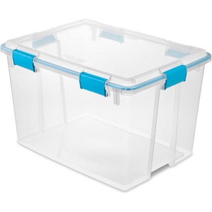 Sterilite 4-Pack Gasket Box, Home Storage Organizer Bins with Lids, 37 Quart – Stackable Clear Plastic Containers for Bedroom, Bathroom, Garage, Basement, or Attic(80 Quart)