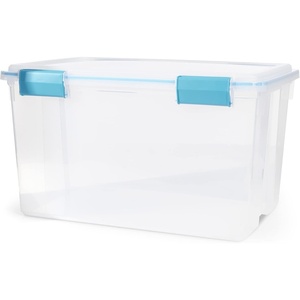 Sterilite 4-Pack Gasket Box, Home Storage Organizer Bins with Lids, 37 Quart – Stackable Clear Plastic Containers for Bedroom, Bathroom, Garage, Basement, or Attic(54 Quart)