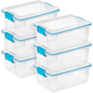 Sterilite 4-Pack Gasket Box, Home Storage Organizer Bins with Lids, 37 Quart – Stackable Clear Plastic Containers for Bedroom, Bathroom, Garage, Basement, or Attic(12 Quart)