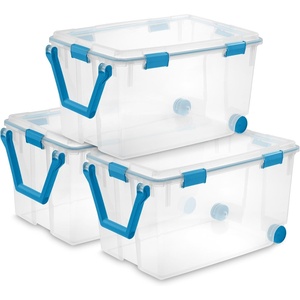 Sterilite 4-Pack Gasket Box, Home Storage Organizer Bins with Lids, 37 Quart – Stackable Clear Plastic Containers for Bedroom, Bathroom, Garage, Basement, or Attic(120 Quart)