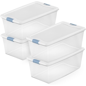 Sterilite 4-Pack Latching Box, Under Bed Storage Bins with Lids, Clear Plastic, 106 Quart – Heavy-Duty Organizing Containers for Closet, Bathroom, and Office(106 Quart)