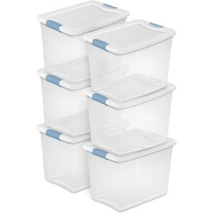 Sterilite 4-Pack Latching Box, Under Bed Storage Bins with Lids, Clear Plastic, 106 Quart – Heavy-Duty Organizing Containers for Closet, Bathroom, and Office(25 Quart)