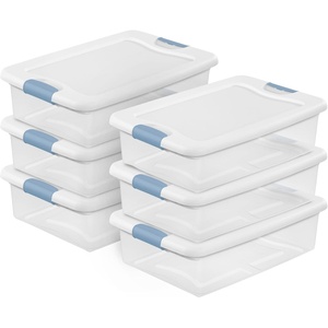 Sterilite 4-Pack Latching Box, Under Bed Storage Bins with Lids, Clear Plastic, 106 Quart – Heavy-Duty Organizing Containers for Closet, Bathroom, and Office(32 Quart)