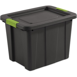 Sterilite 4-Pack Latching Tuff1 Tote, Large Plastic Storage Bins w/Lids, 30 Gallon, Gray – Heavy-Duty Stackable Organizer Boxes and Containers for Home, Office, Basement, Closet, and Garage(Flat Gray)