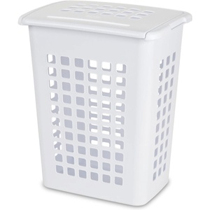 Sterilite 4-Pack LiftTop, Laundry Hamper for Clothes, Tall and Rectangular Plastic Basket with Lid, White – Large and Portable Storage Bin for Clothing and Towels – Ideal for Bathroom and Bedroom(12 Pack)