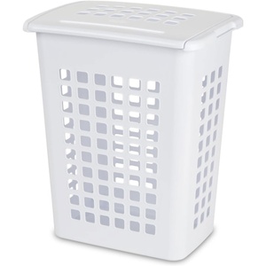 Sterilite 4-Pack LiftTop, Laundry Hamper for Clothes, Tall and Rectangular Plastic Basket with Lid, White – Large and Portable Storage Bin for Clothing and Towels – Ideal for Bathroom and Bedroom(4 Pack)