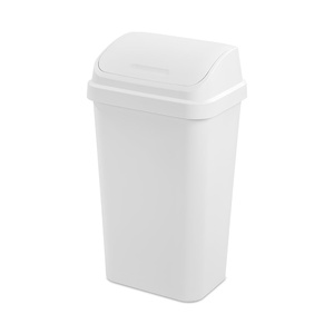 Sterilite 4-Pack Swing Top Wastebasket, Sleek Square Profile Trash Can, 13 Gallon, White – Modern Garbage Bin for Kitchen, Bathroom, Garage and Workspace, Fits 13 Gal Liners(White)