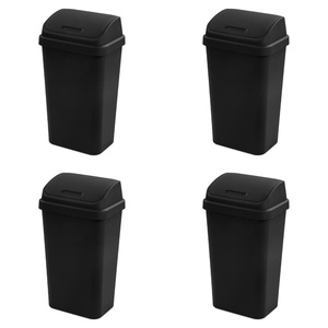 Sterilite 4-Pack Swing Top Wastebasket, Sleek Square Profile Trash Can, 13 Gallon, White – Modern Garbage Bin for Kitchen, Bathroom, Garage and Workspace, Fits 13 Gal Liners(Black)