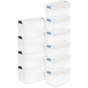 Sterilite 4-Pack Ultra Latch Box & 6-Pack Latching Box, Stackable Organizers, 70 & 64 Qt – Clear Plastic Storage Boxes with Lids for Closet, Bedroom, Bathroom, and Dorm Room Organization