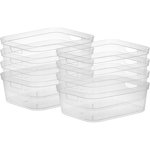 Sterilite 5.25 x 12.25 x 15 Inch Medium Modern Storage Bin w/ Comfortable Carry Through Handles & Banded Rim for Household Organization, Clear 8 Pack(8)