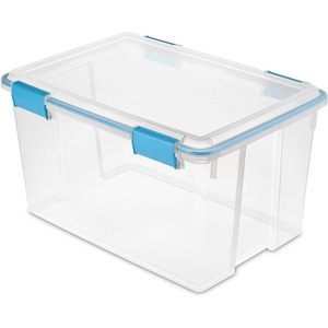 Sterilite 54 Quart Clear Plastic Stackable Storage Container Box Bin with Air Tight Gasket Seal Latching Lid Long Term Organizing Solution, 24 Pack