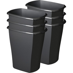 Sterilite 5.5 Gallon Rectangular Wastebasket, Open-top, Medium Sized Trash Can for the Bathroom, Bedroom, or Office, Black, 6-Pack