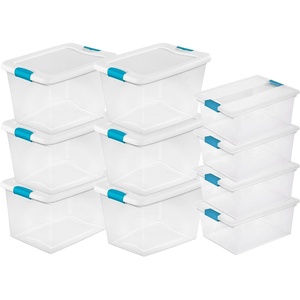 Sterilite 6 Pack 64 Quart Latching Storage Tote Bin & 4 Pack Deep Clip Box