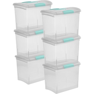 Sterilite 6 Pack Stackable Storage Bin with Latch Lid, Medium Nesting ShowOffs, Clear(Large)