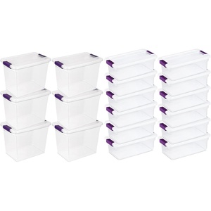 Sterilite 6 Pack of 27 Quart Container Totes and 12 Pack of 6 Quart Container Totes Stackable Plastic Storage Bins for Home Organization, Clear