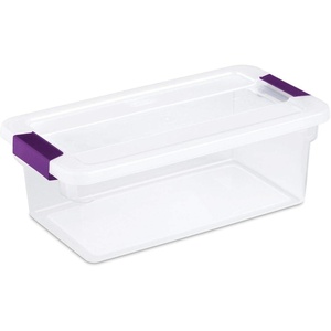 Sterilite 6 Qt ClearView Latch Storage Box, Stackable Bin with Latching Lid, Plastic Container to Organize Shoes in Closet, Clear Base, Lid, 12-Pack(12-Pack)
