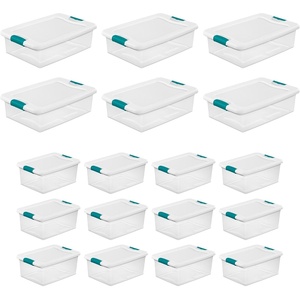 Sterilite 6 Sets of 32-Quart & 12 Sets of 15-Quart Heavy-Duty Stackable Clear Latch Lid Storage Container Tote for Home Organization