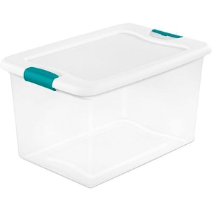 Sterilite 64 Quart Clear Plastic Stackable Storage Container Bin Box Tote with White Latching Lid Organizing Solution for Home & Classroom, 48 Pack