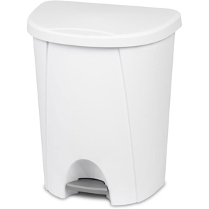 Sterilite 6.6 Gallon StepOn Wastebasket with Lid, Medium Sized Plastic Trash Can for the Kitchen, Bathroom, or Mudroom, Pedal, White, 4-Pack