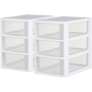 Sterilite 6-Pack 16 Quart Stacking Drawer, Clear Storage Closet Organizer, White Frame – Stackable Modular Plastic Drawers for Clothes, Accessories, Craft Supplies, Shoes or Linens(6 Quart)