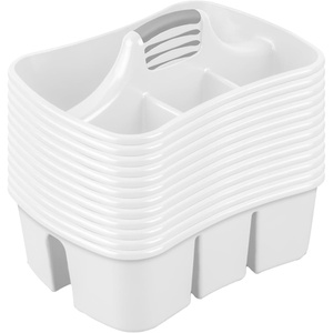 Sterilite 6-Pack Divided Ultra Caddy, Portable Plastic Storage Organizer for Bathroom – Large Organization Holder and Container for Sink, Laundry, and Kitchen Cleaning Supplies(12 Pack)