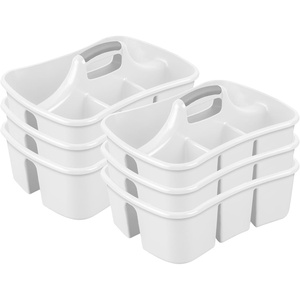Sterilite 6-Pack Divided Ultra Caddy, Portable Plastic Storage Organizer for Bathroom – Large Organization Holder and Container for Sink, Laundry, and Kitchen Cleaning Supplies(6 Pack)