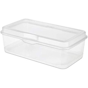 Sterilite 6-Pack Rectangular Large FlipTop, Clear Plastic Storage Box with Hinged Lid – Stackable Multipurpose Organizer for Art and Craft Supplies, Accessories, Photos & CDs, Home or Office Use(1.5 Cubic Feet)