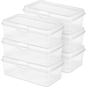 Sterilite 6-Pack Rectangular Large FlipTop, Clear Plastic Storage Box with Hinged Lid – Stackable Multipurpose Organizer for Art and Craft Supplies, Accessories, Photos & CDs, Home or Office Use(1.7 Cubic Feet)